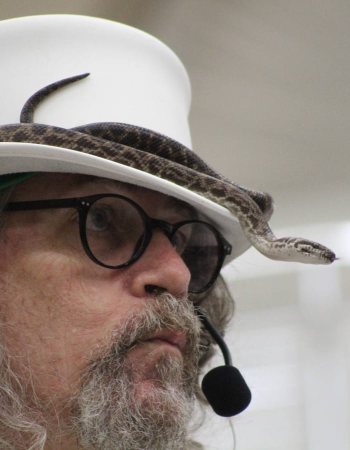 Daryl Sprout with a live snake